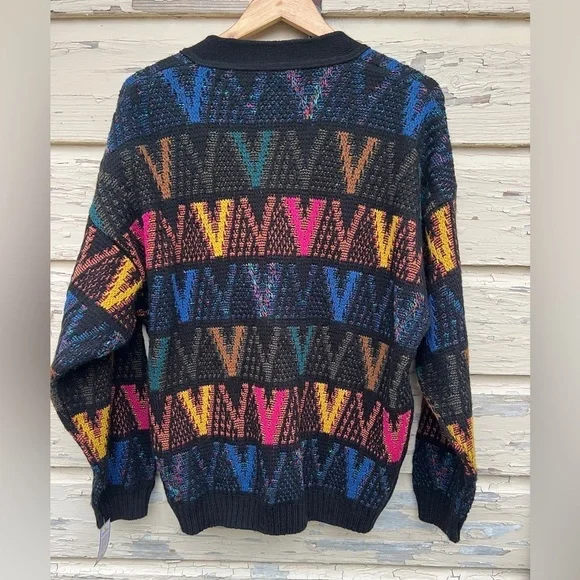 Vintage 80s Pronto Uomo 3D Made In Italy Chunky Knit Pullover Artsy Wool Sweater